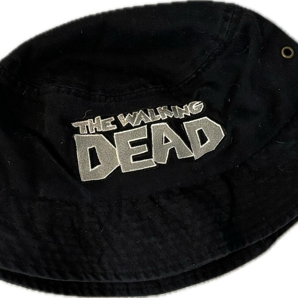 The Walking Dead Bucket Hat Black Comic Logo Authentic Cotton Accessory